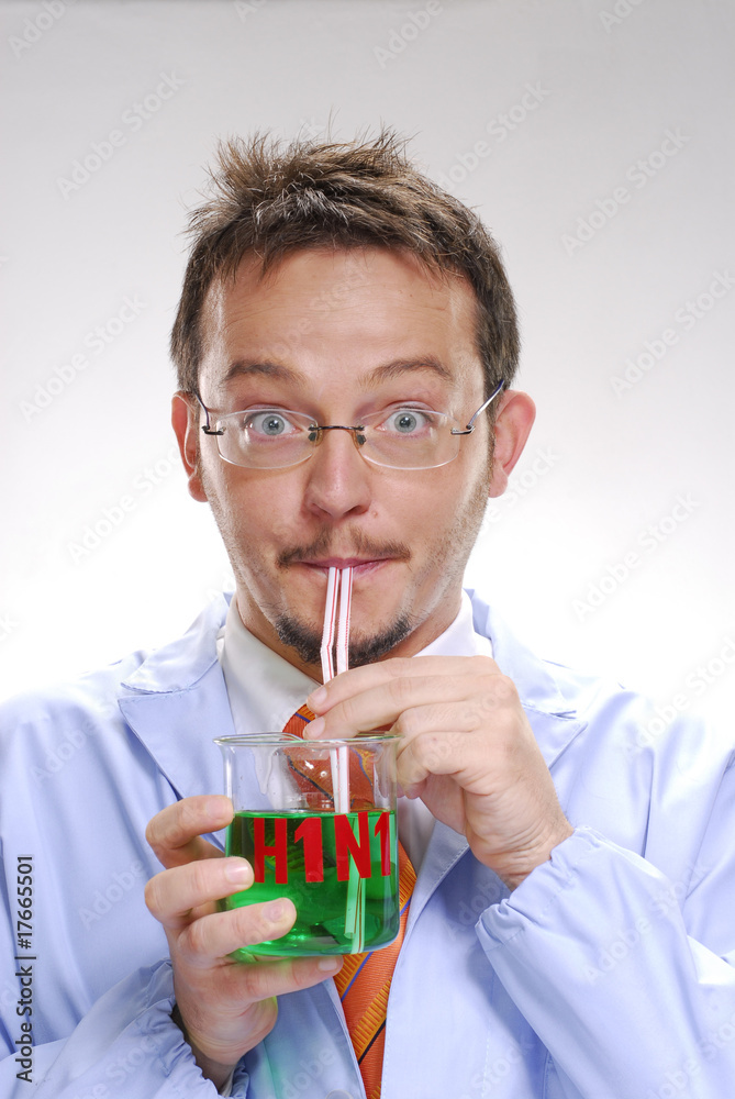 One doctor sucking swine sample.