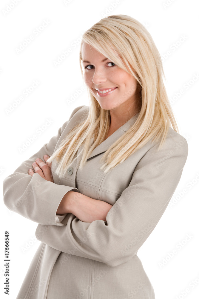 Attractive blond businesswoman standing with arms crossed Attractive blond businesswoman standing with arms crossed