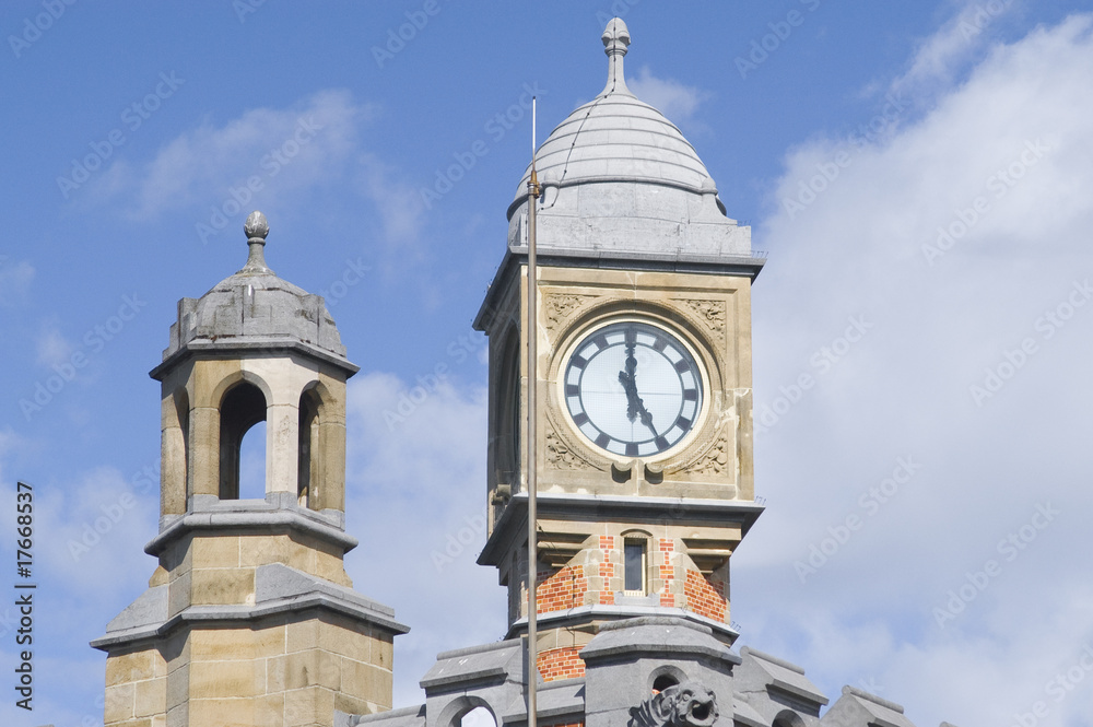 Clock and cupola, train station in Ghent, Belgium