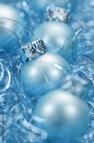 Christmas decorations toned in blue