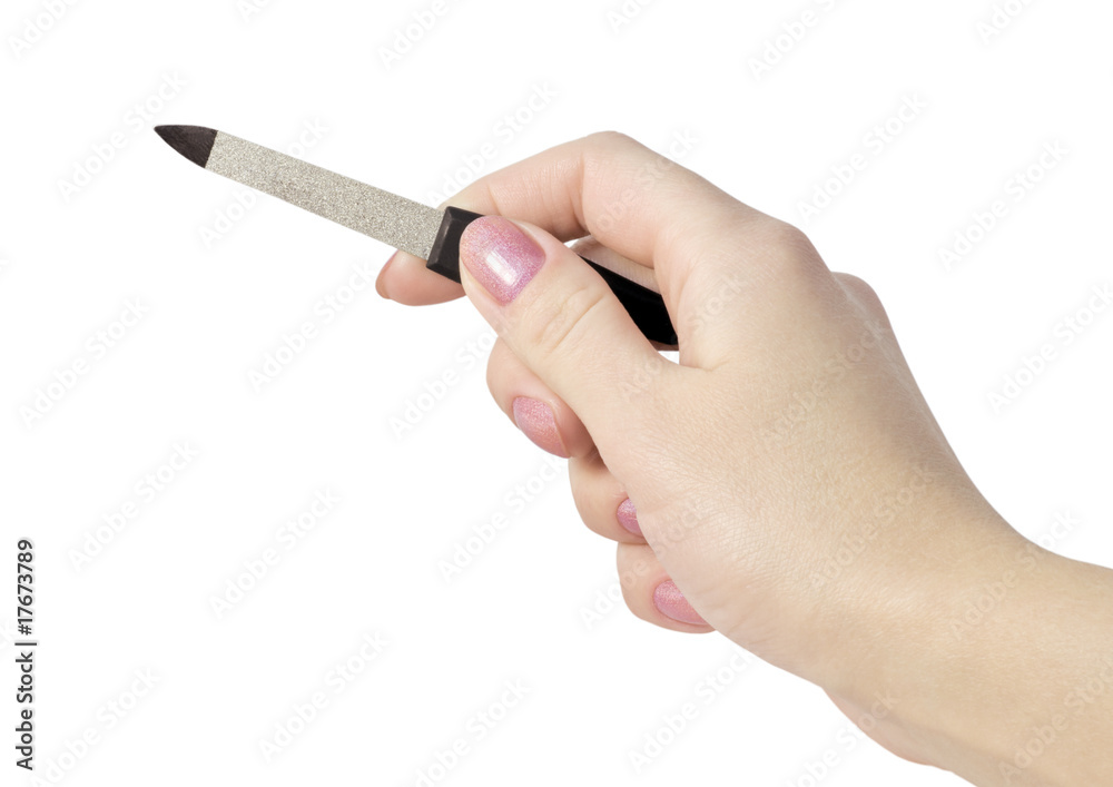 woman's hand with a sawing manicure woman's hand with a sawing manicure