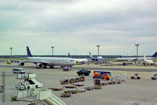 Germany, airplane traffic at Frankfurt airport
