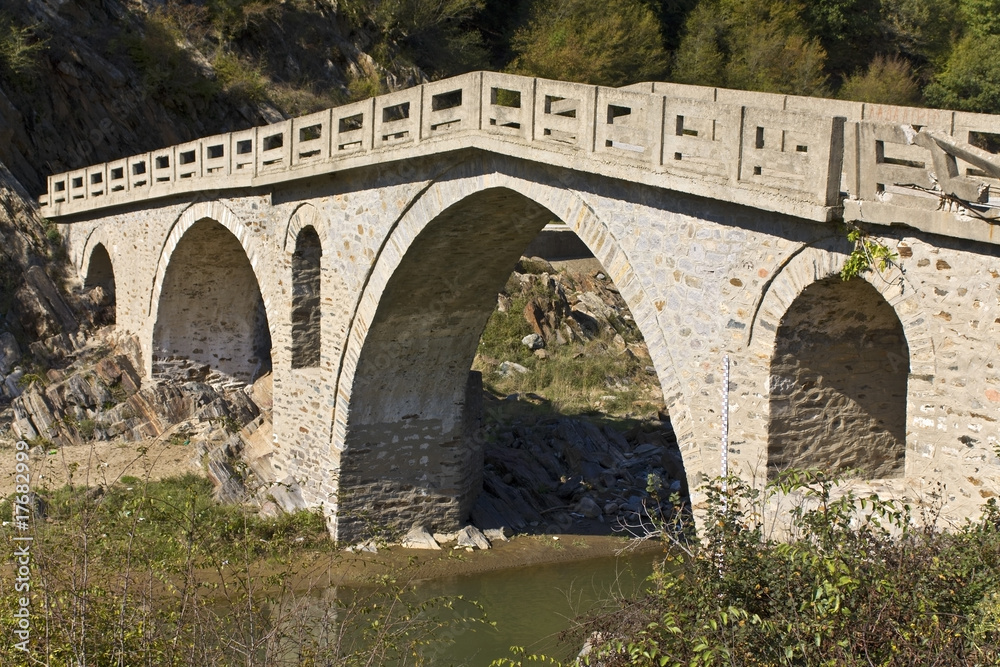 Old traditional stone made bridge at Xanthi, Greece