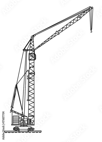 silhouette crane on white background