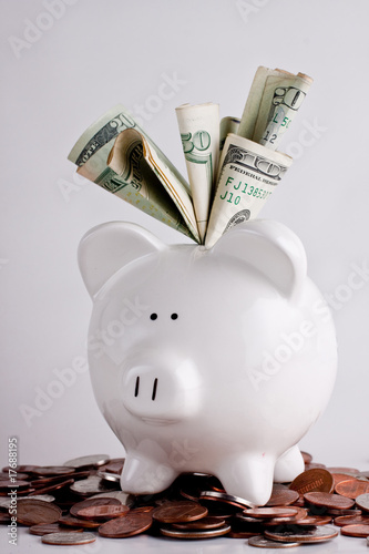 Stuffed full piggy bank