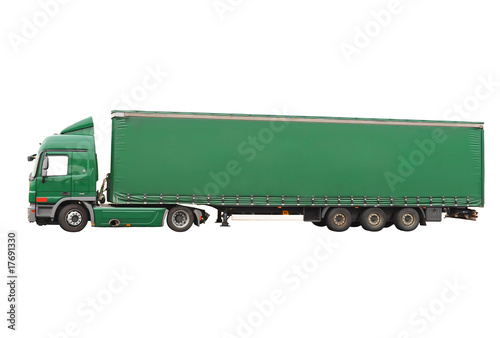 Big green truck, Isolated over white