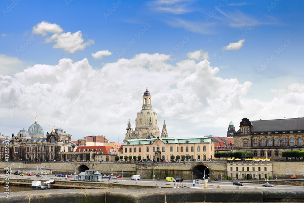 View from Elbe bridge on Dresden. Germany.