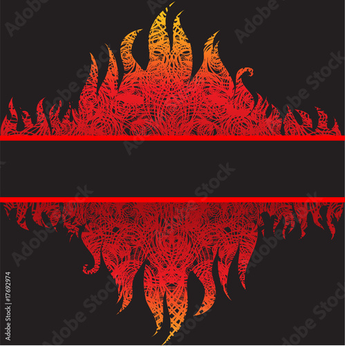 Vector grunge beautiful frame background with fire