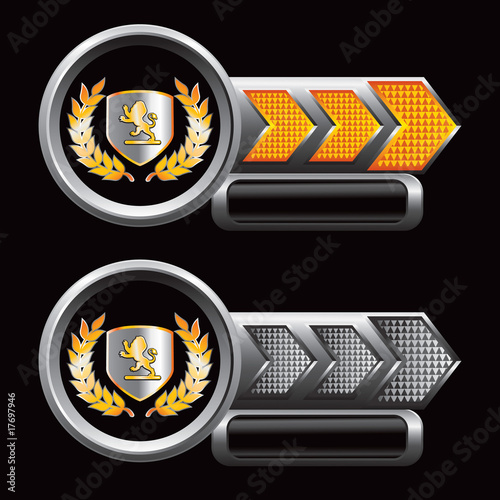 Lion shield on arrow nameplates