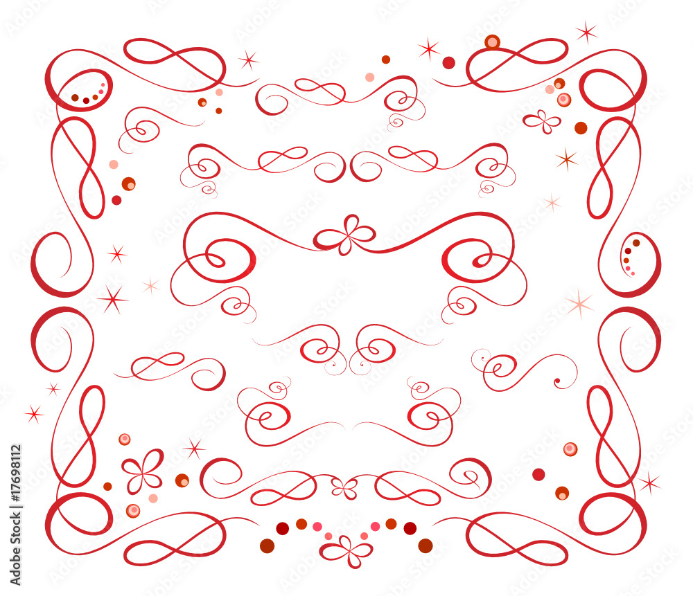 Set of red holiday ribbon