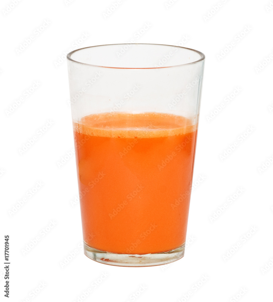 Glass of carrot juice isolated on white background Glass of carrot juice isolated on white background