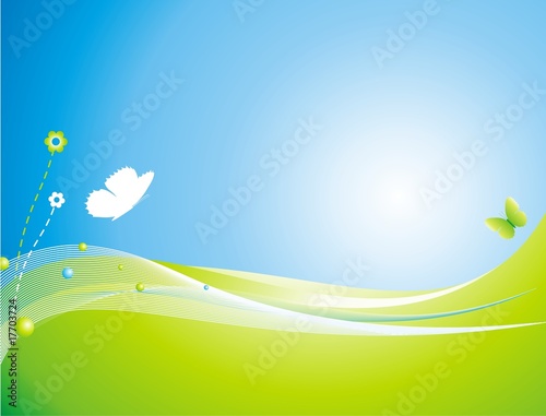 Background wave flower butterfly