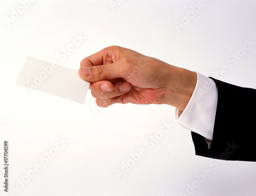 hand with business card
