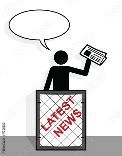 Newspaper vender with copy space for headline text