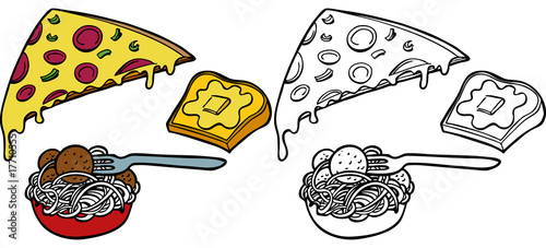 Pasta Pizza Garlic Bread Set