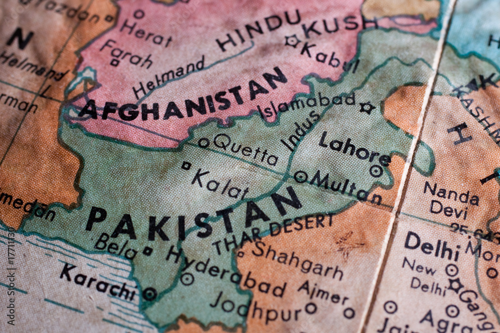 Old map of Pakistan and Afganistan - obrazy, fototapety, plakaty 