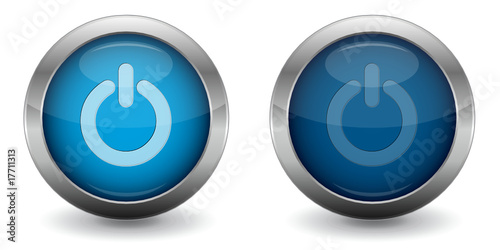 3D Blue Power Button