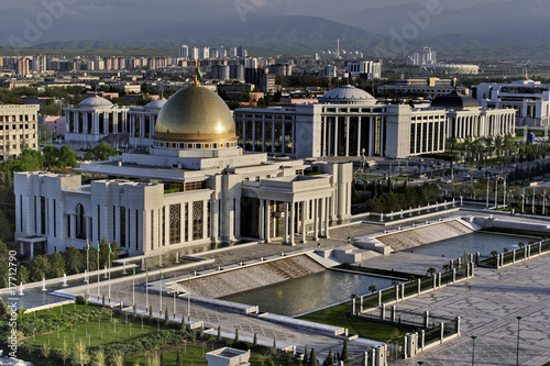 General Views to the president palace. Ashkhabad. Turkmenistan.