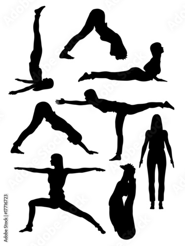 Yoga poses in silhoutte