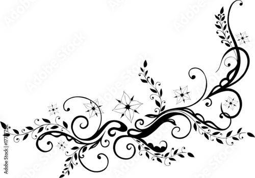 Ranke, floral, ornamental mit Blumen, Blüten