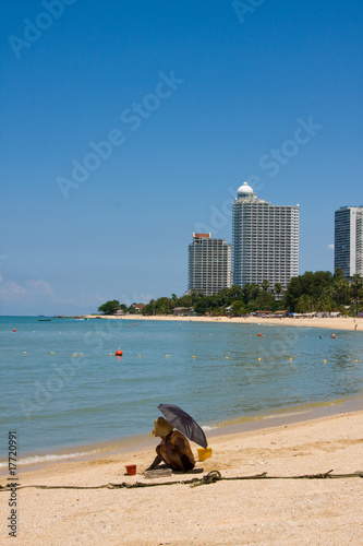 Beach on a sunny day.Pattaya city in Thailand