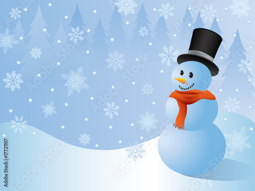 Christmas background with a snowman.