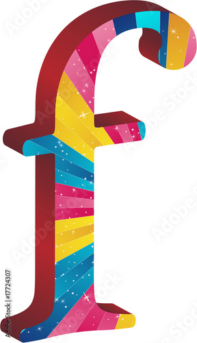 Colored alphabet with stripes and stars