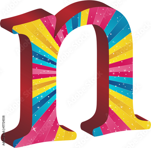 Colored alphabet with stripes and stars
