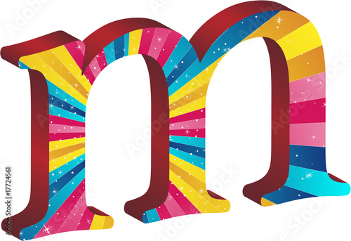 Colored alphabet with stripes and stars