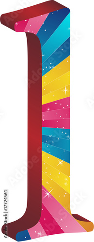 Colored alphabet with stripes and stars