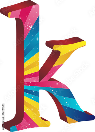 Colored alphabet with stripes and stars