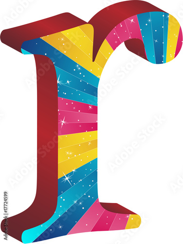 Colored alphabet with stripes and stars