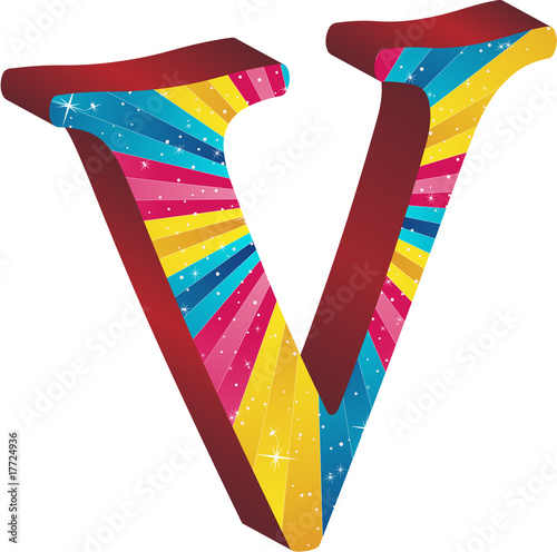 Colored alphabet with stripes and stars