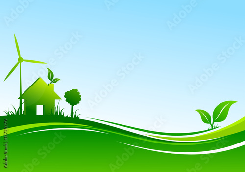 Ecology background, green house banner