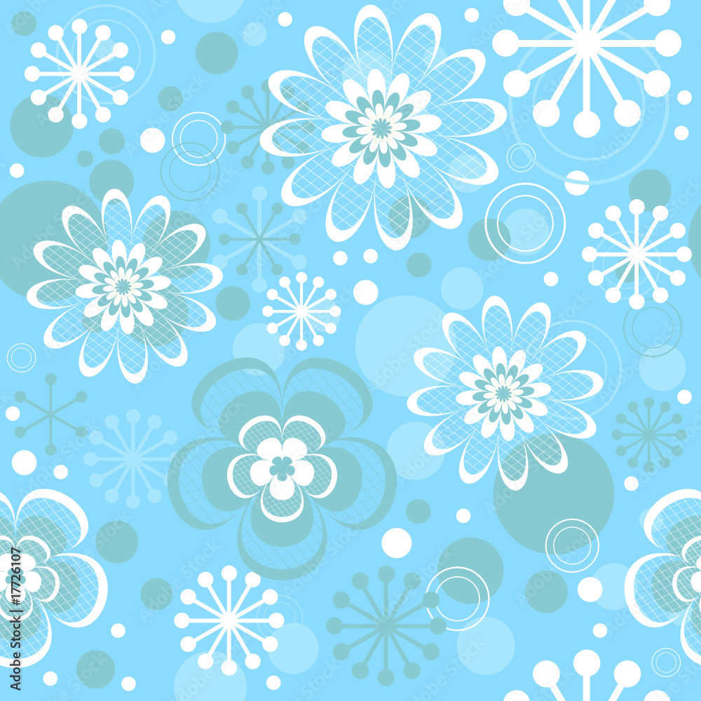 Seamless floral christmas pastel blue pattern
