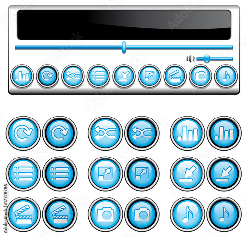 Media buttons with pushed effect