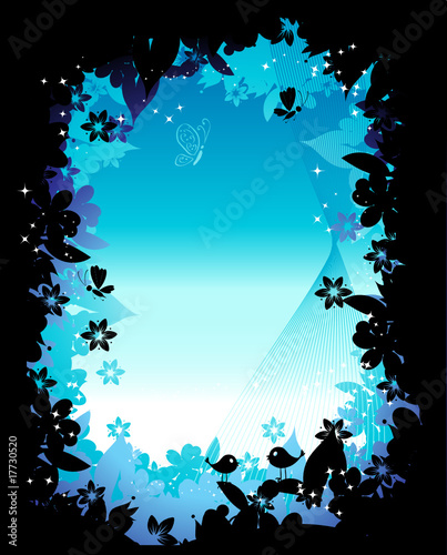 Morning dawn, nature frame silhouette for your design