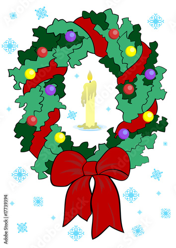 Illustration of christmas wreath with candle
