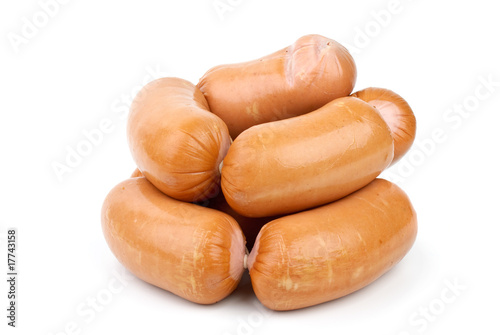 Pile of sausages isolated on the white background
