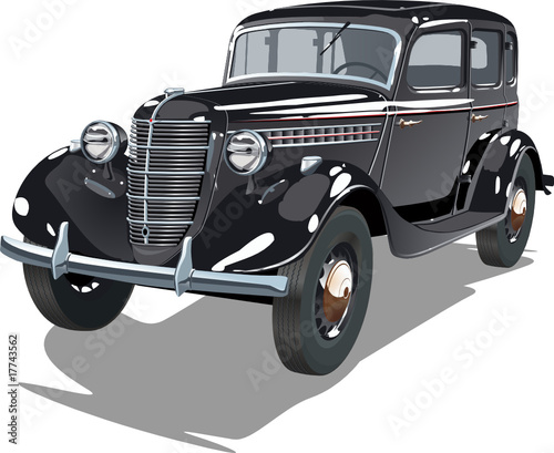 Vector black vintage car