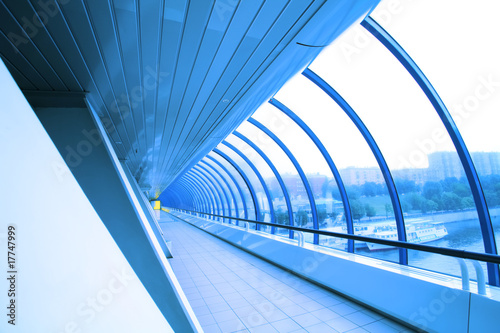 futuristic glass corridor