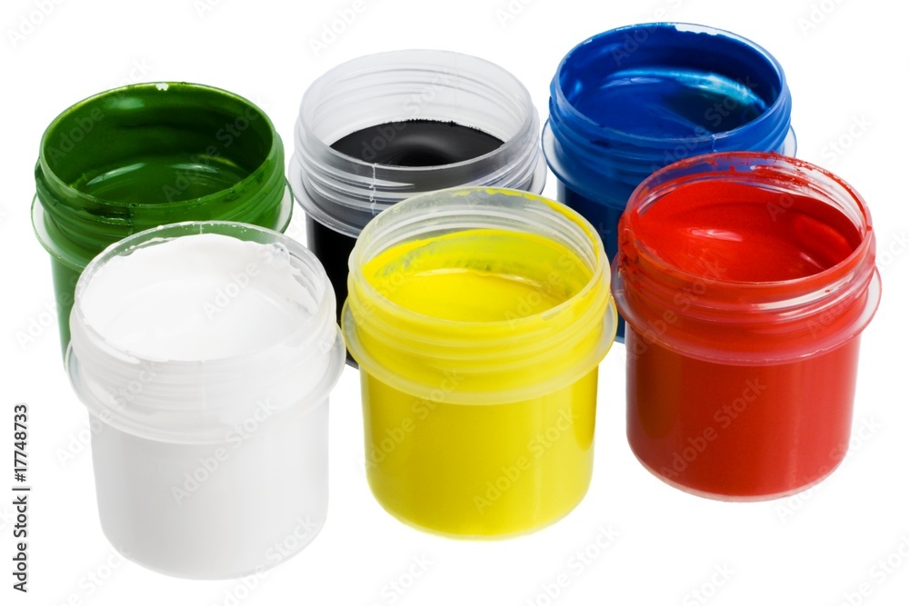 Set of the watercolor gouache paints isolated on white Set of the watercolor gouache paints isolated on white
