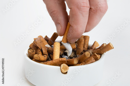 Cigarette butt in an ashtray