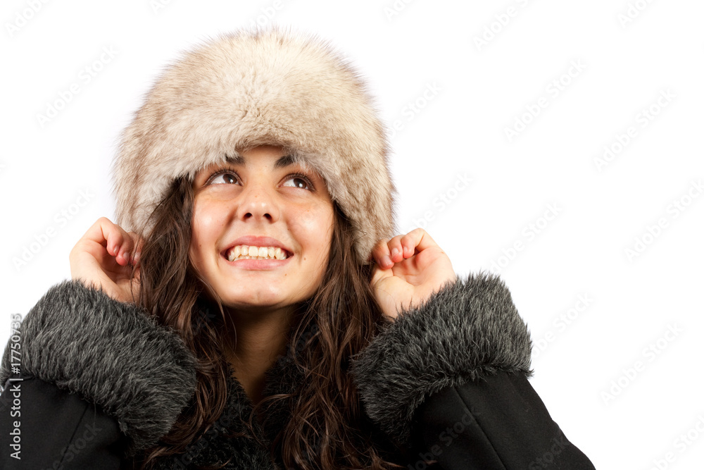 Beautiful lady in winter coat and hat Beautiful lady in winter coat and hat