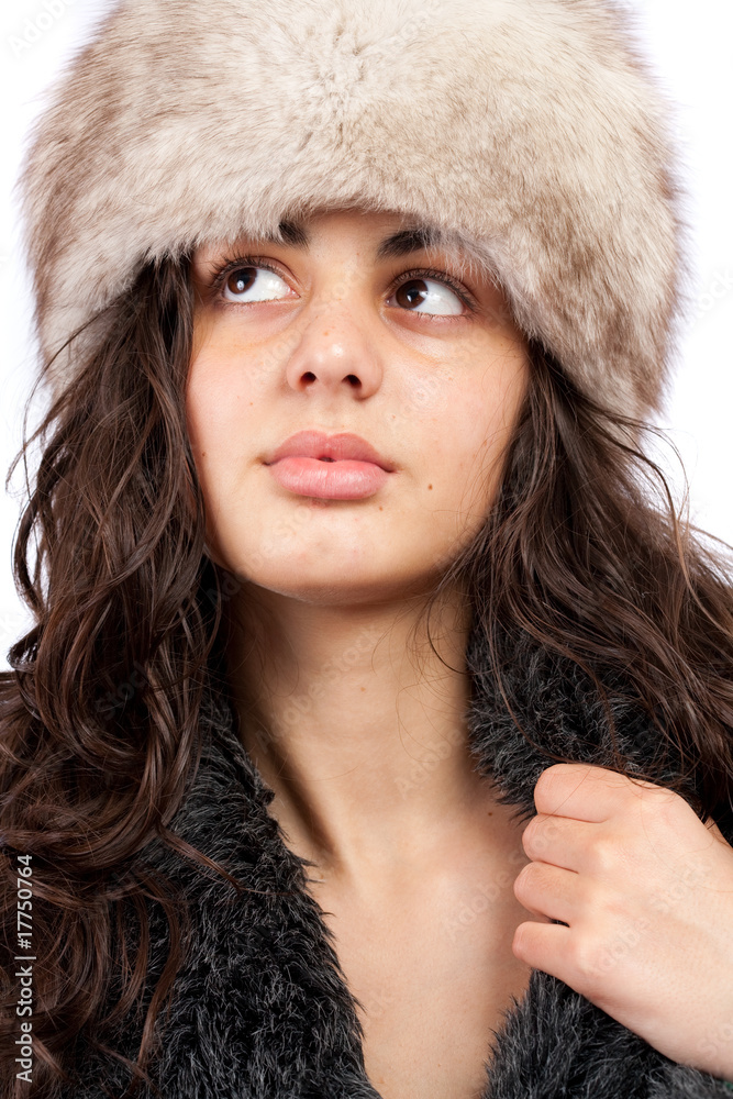 Beautiful lady in winter coat and hat Beautiful lady in winter coat and hat