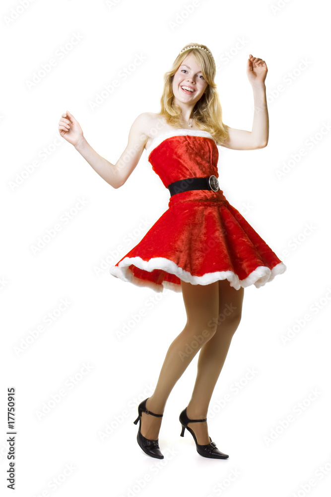 Santa girl on a white background Santa girl on a white background