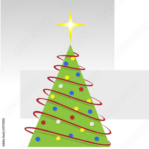 Abstract Merry Christmas Tree with Red Garlands