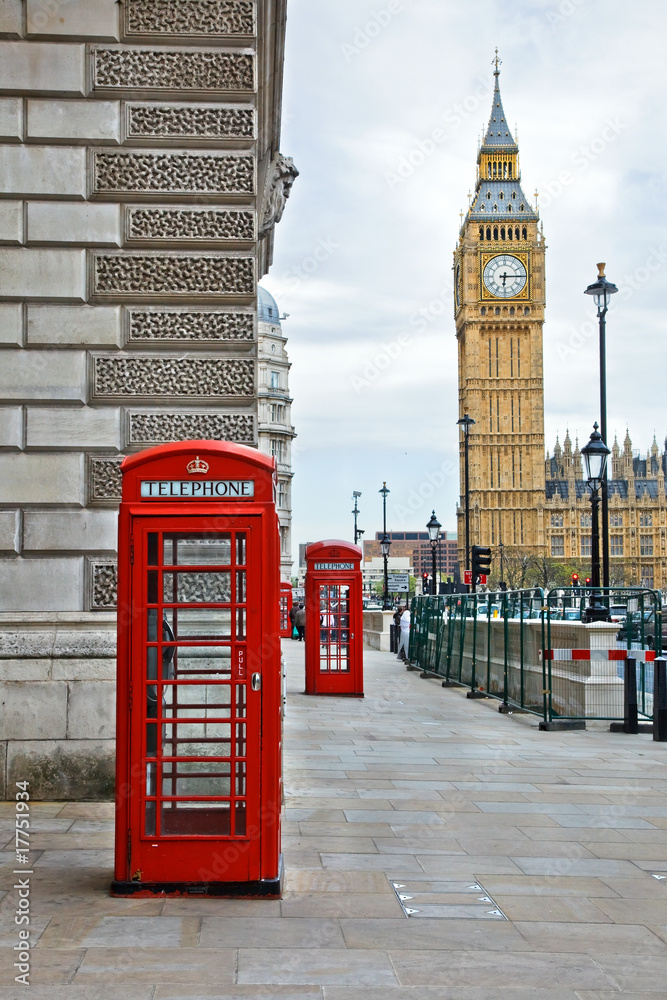Big Ben and phone booths in London