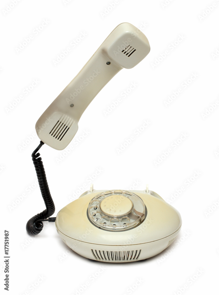 old retro phone with raise receiver old retro phone with raise receiver
