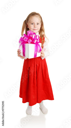 The girl with a gift in hands
